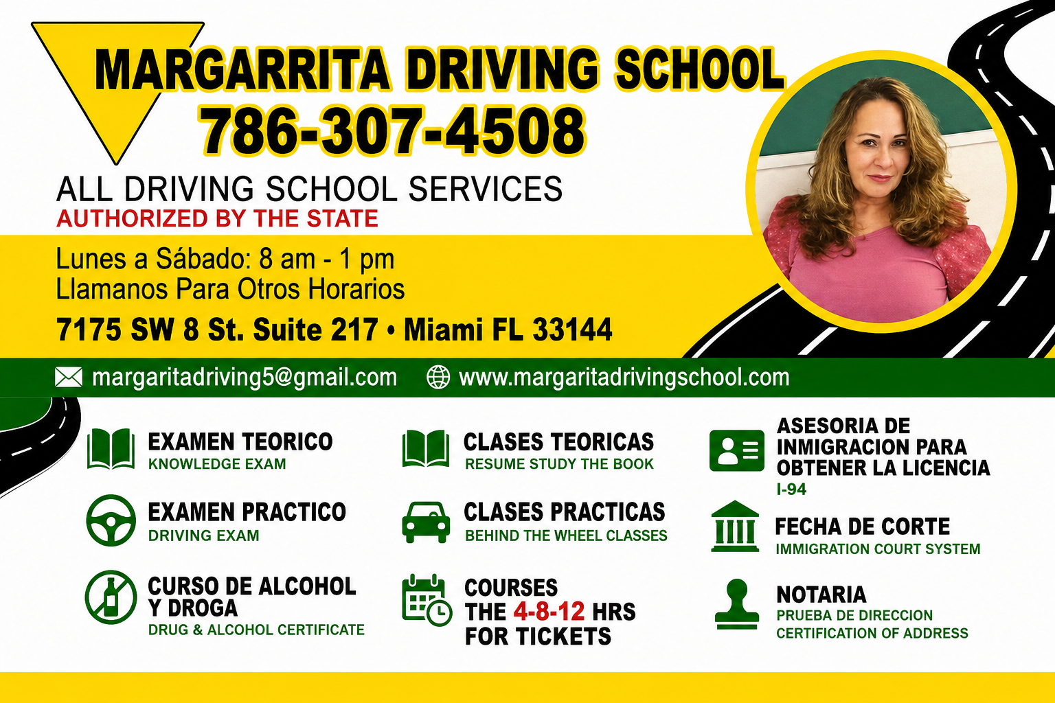 Margarita Driving School — Tarjeta de presentación